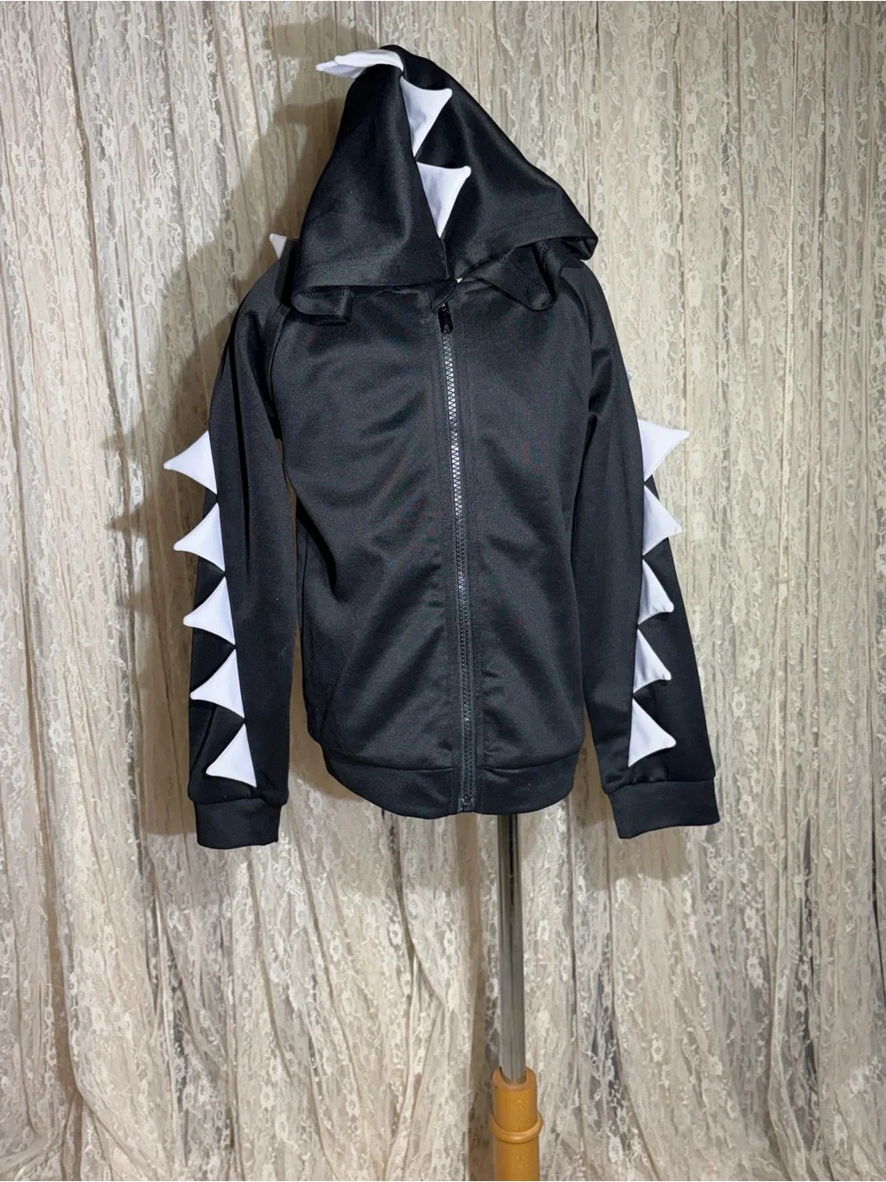 Black Kids' Dino Spike Zip-Up Hoodie
